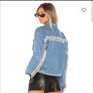 Jean jacket with sequin fringe